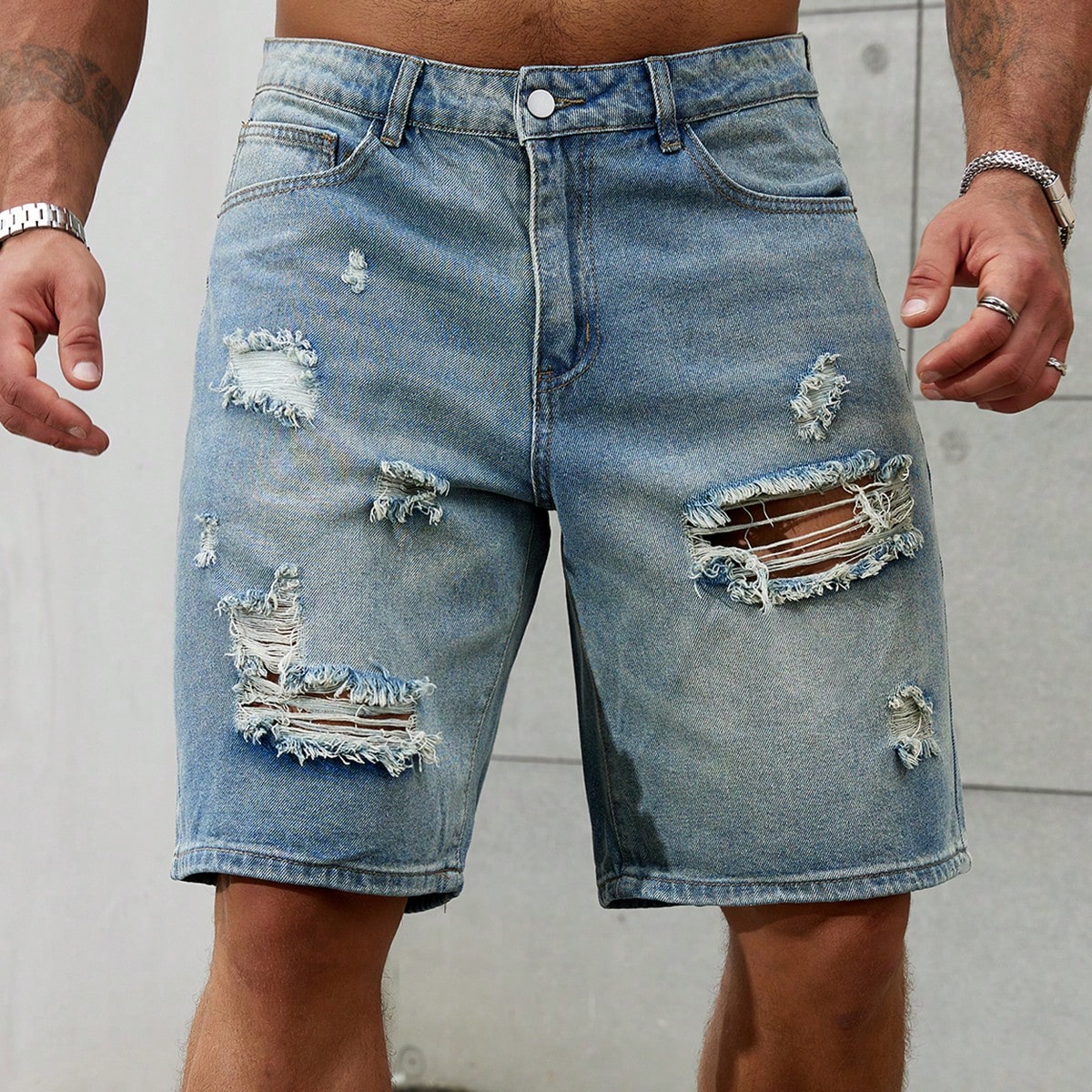 Streetwear Brand For Men - Nowa moda męska podarta krótka odzież