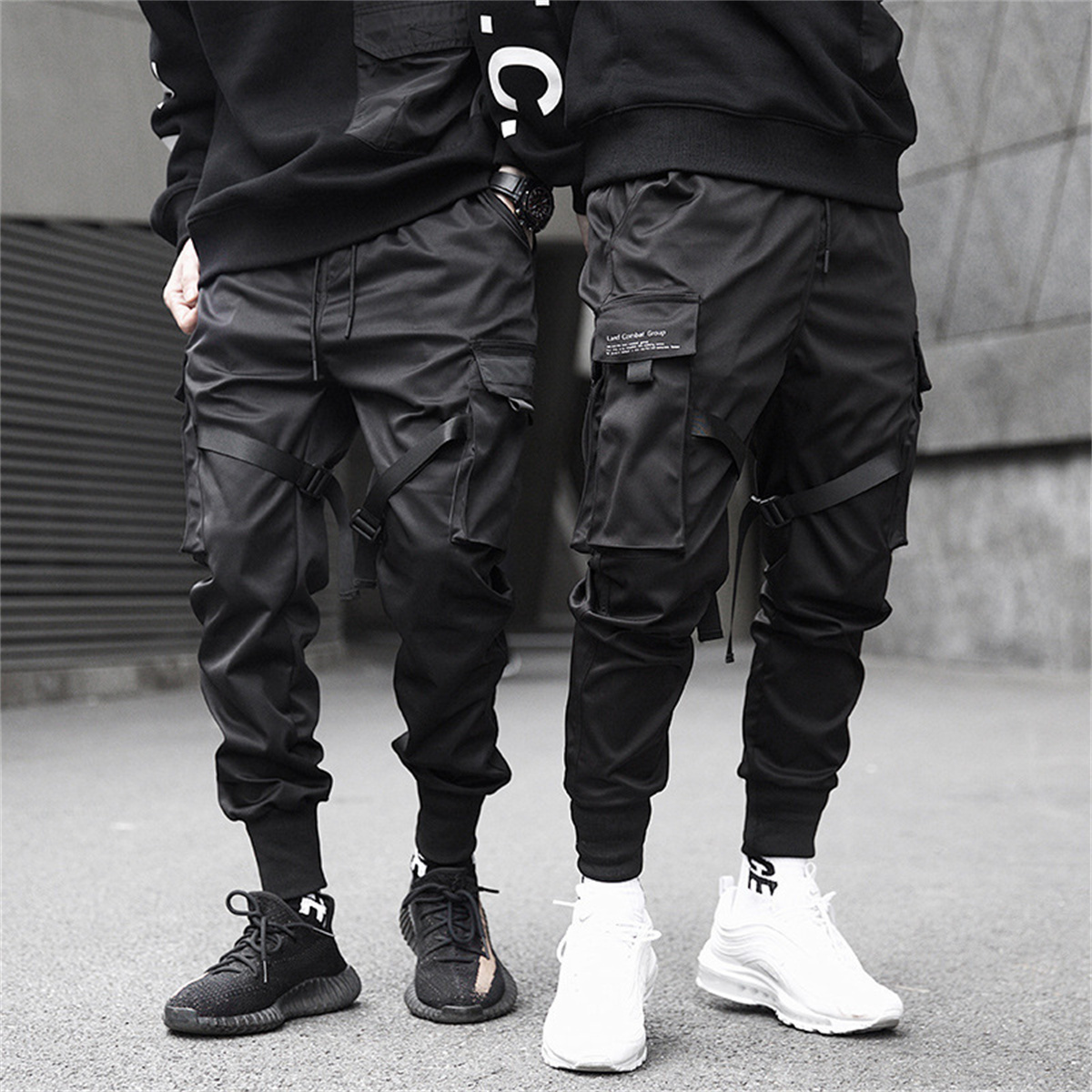Streetwear Brand For Men - Czarne spodnie Cargo w stylu hip-hopu