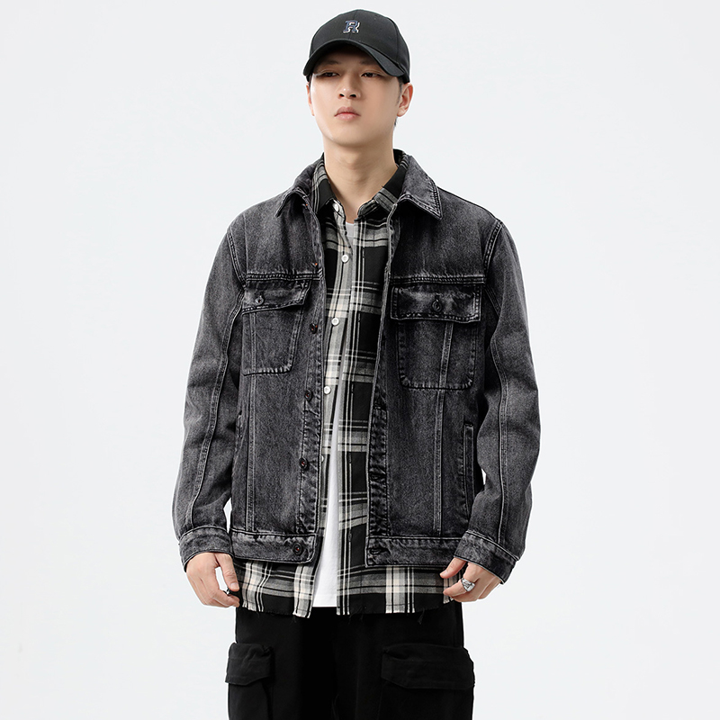 Streetwear Brand For Men - Męska kurtka dżinsowa z kieszeniami w